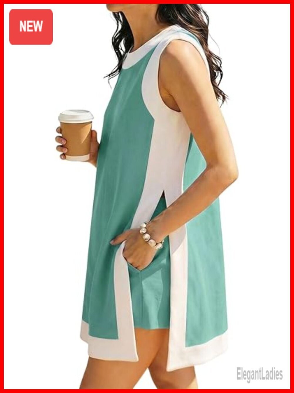 Women's 2 Piece Lounge Set Color Block Tank Top Matching Shorts with Pockets